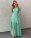 Mint Eyelet Button-Front Maxi Dress