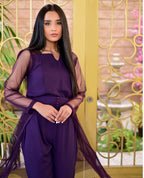 Deep Purple Sheer Cape Jumpsuit