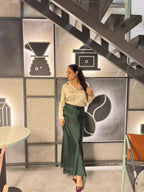 Bottle Green Silk Skirt