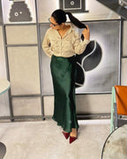 Bottle Green Silk Skirt
