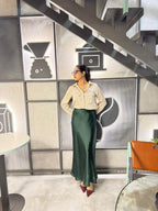 Bottle Green Silk Skirt