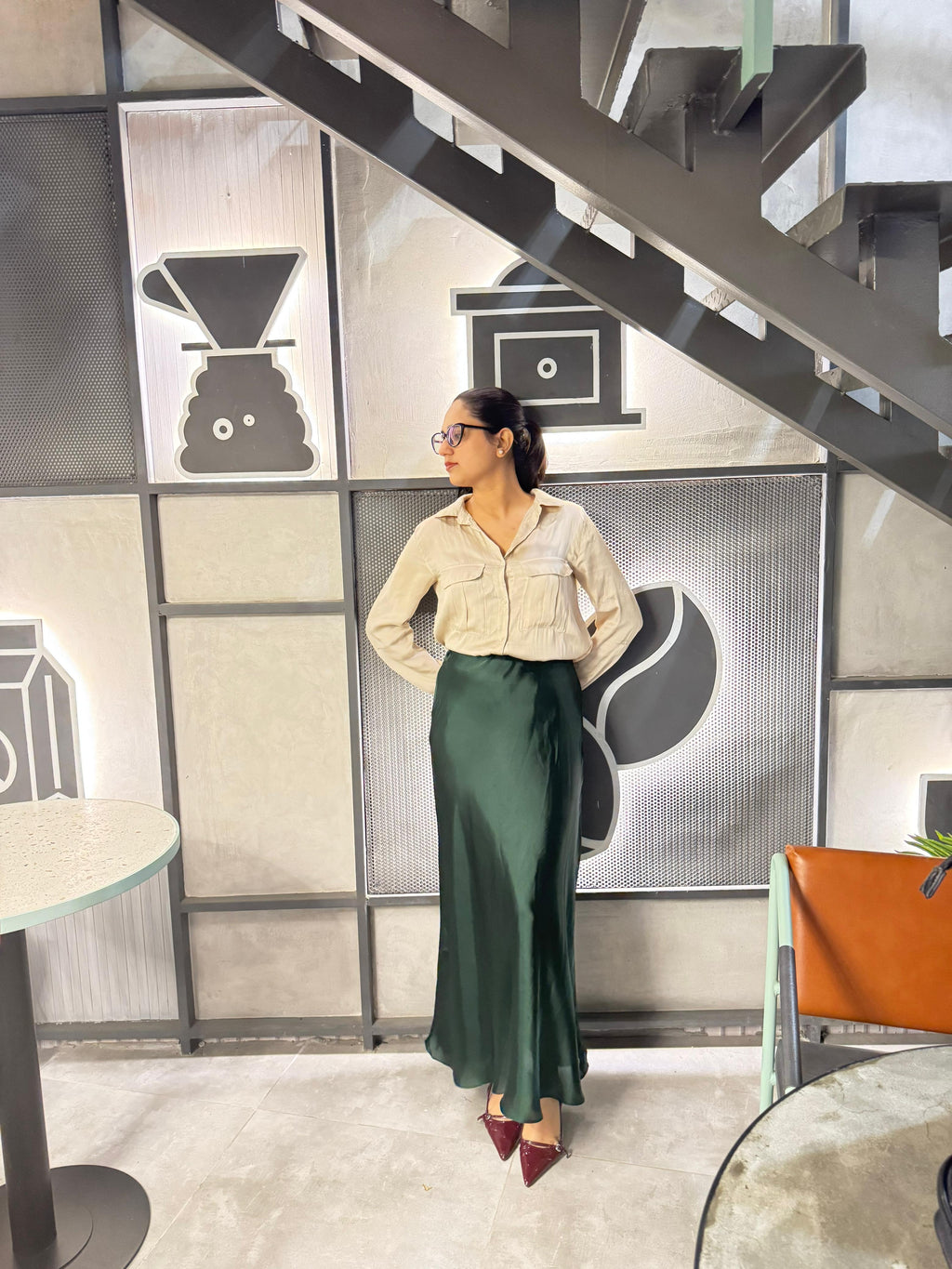 Silk Skirt - Bottle Green