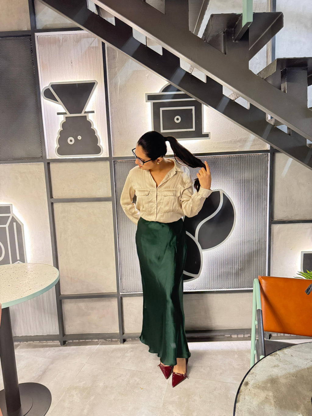 Silk Skirt - Bottle Green