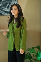 Olive Tie-Waist Tunic Top