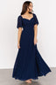 Navy Blue Flutter Sleeve Gown