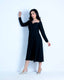 Black Georgette Sweetheart Midi Dress