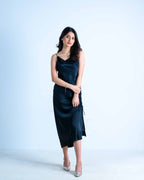 Black Silk Strap Slip Dress