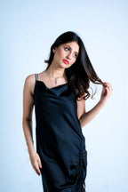 Black Silk Strap Slip Dress