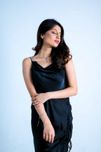 Black Silk Strap Slip Dress