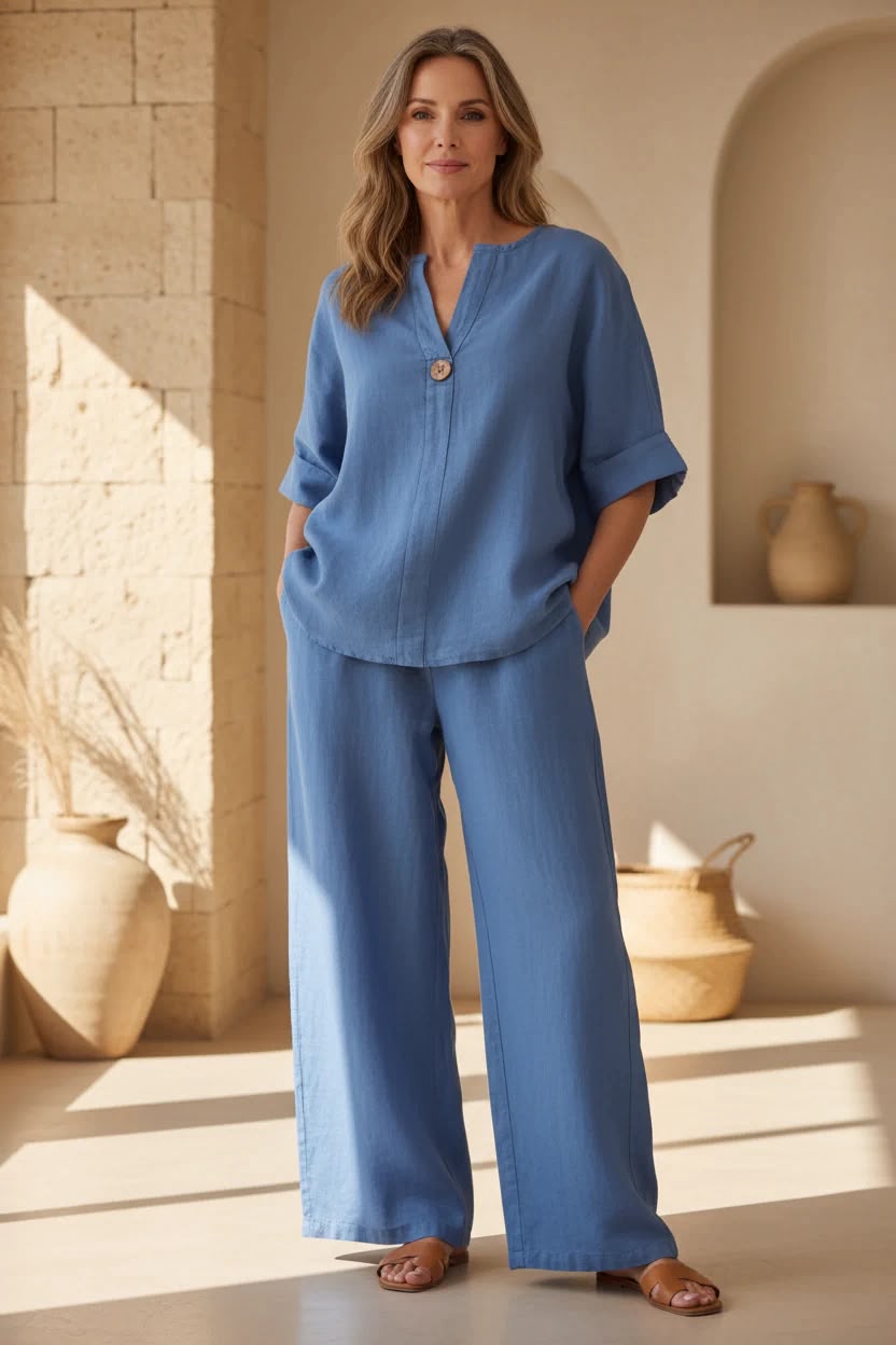 Sky Blue Linen Co-ord Set