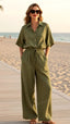 Olive Linen Shirt & Trouser Co-ord Set