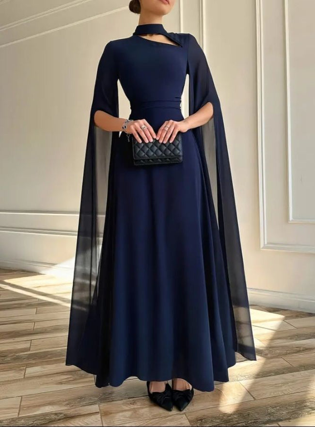 Cape Sleeve Cutout Neck Maxi Gown Main Image