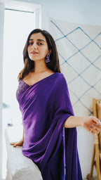 Royal Purple Draped Saree Gown