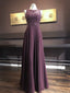 Plum Embellished Bodice Georgette Gown — full length, showing the beaded bodice and flowing georgette skirt
